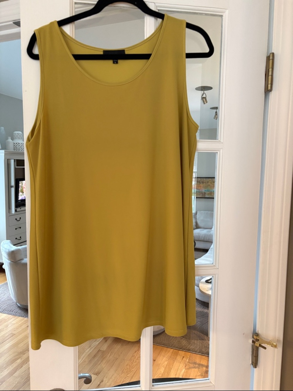 Sun Kim Scoop Neck Stretch Lime Green Swing Sleeveless Swing Tank Women's L